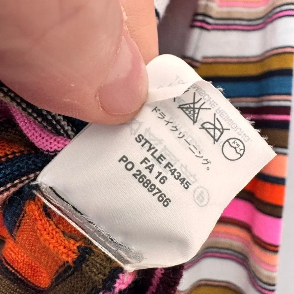 J.Crew Medium Sweater Multicolor Long Sleeve Merino Wool Striped Crew Neck F4345